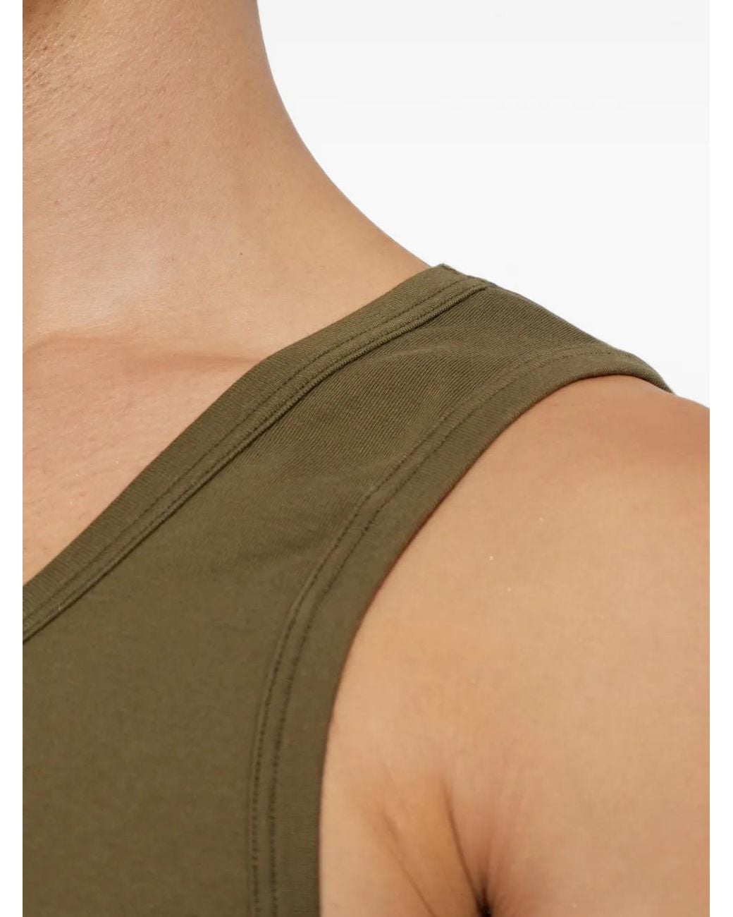 MM6 by Maison Margiela Green Logo-Patch Tank Top for men