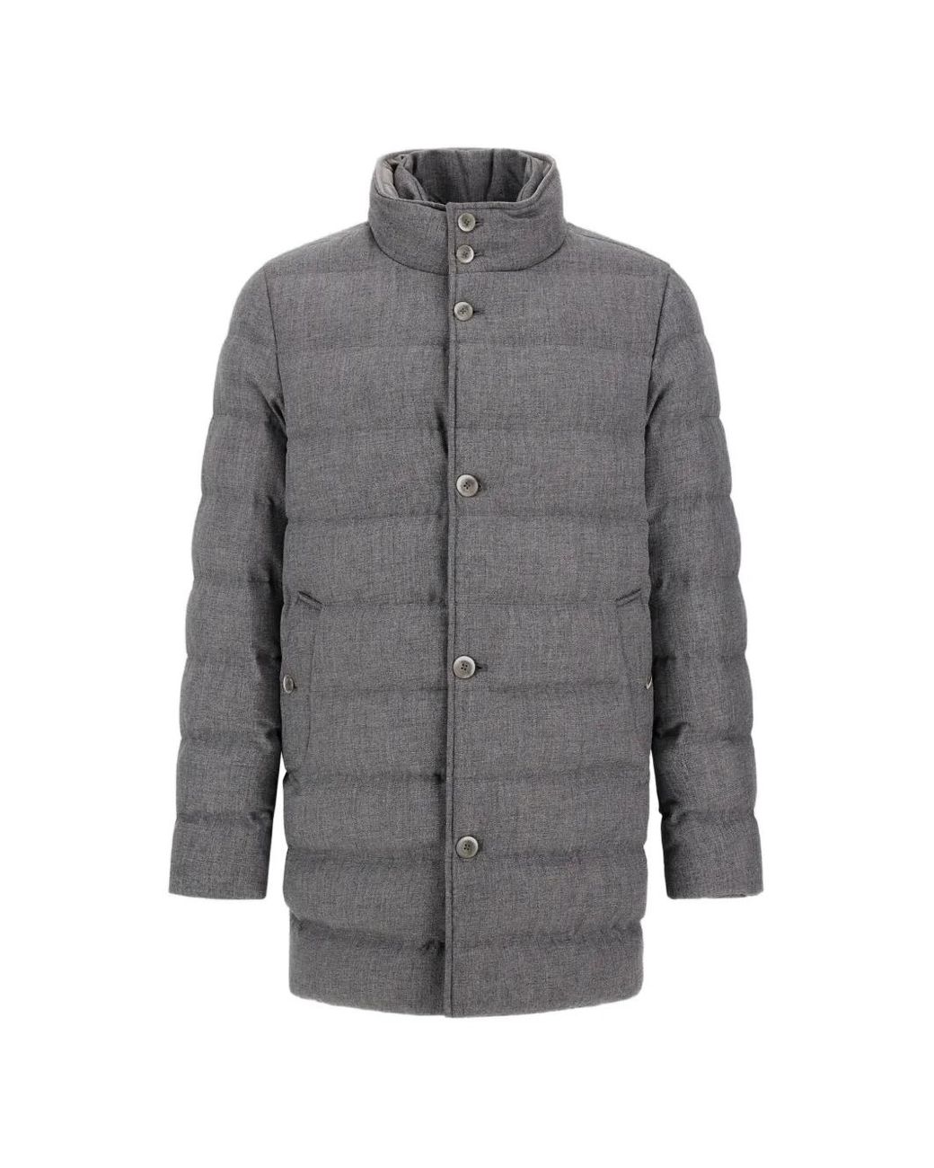 Herno Gray Quilted Wool-Blend Carcoat for men