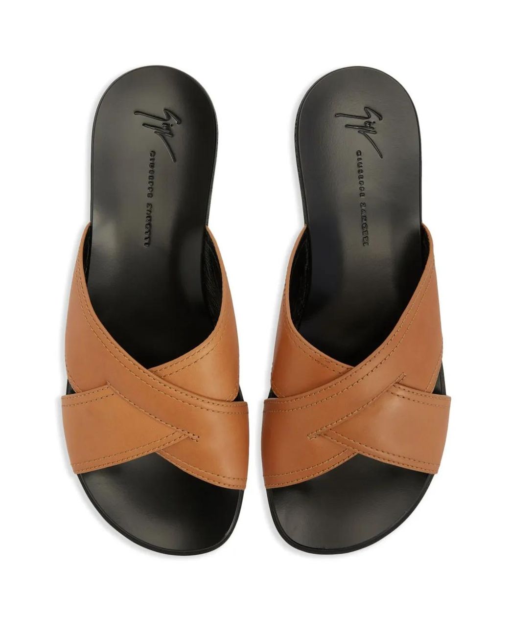 Giuseppe Zanotti Brown Flavio Crossover-Straps Leather Sandals for men