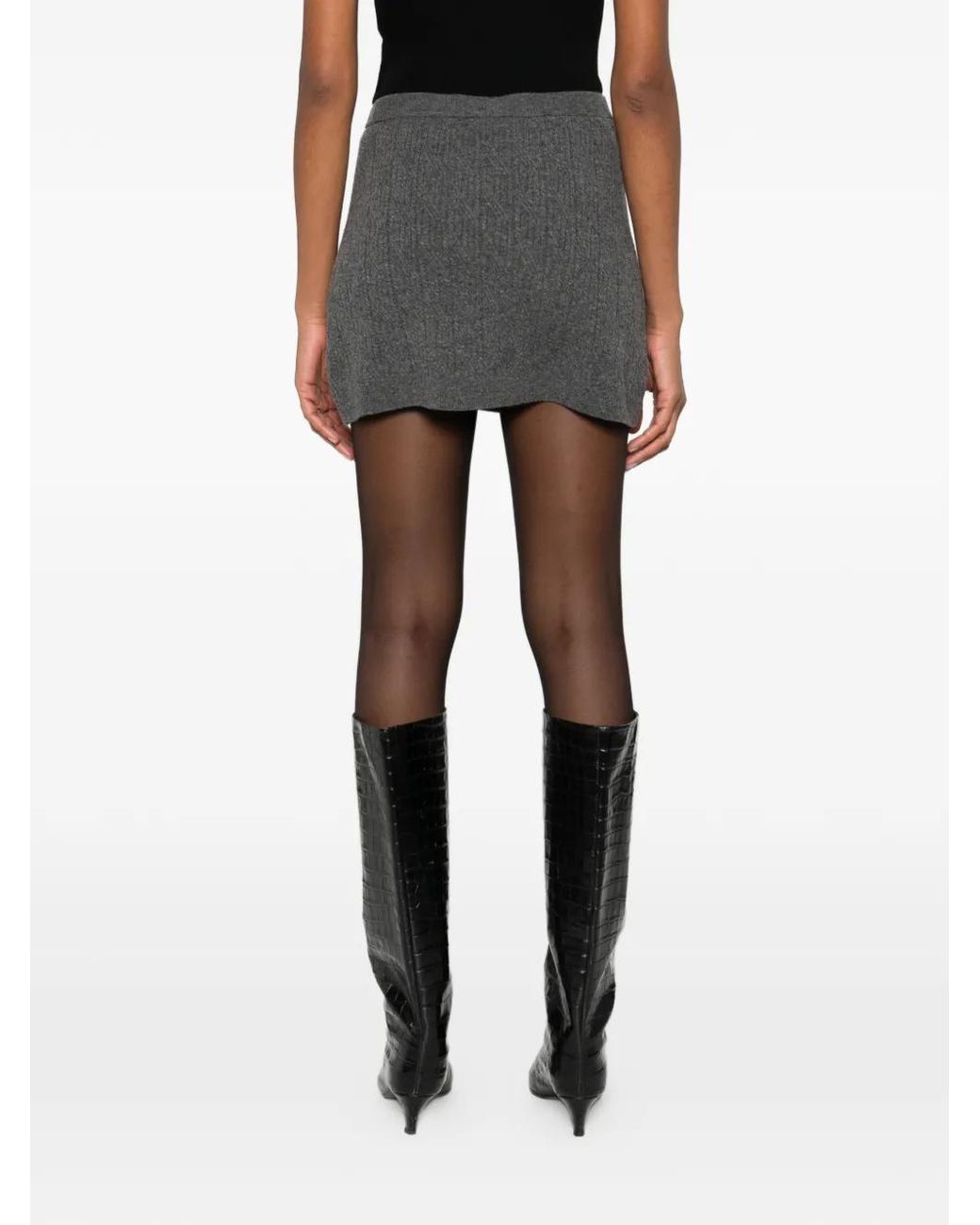THE GARMENT Gray Como Cable-Knit Mini Skirt