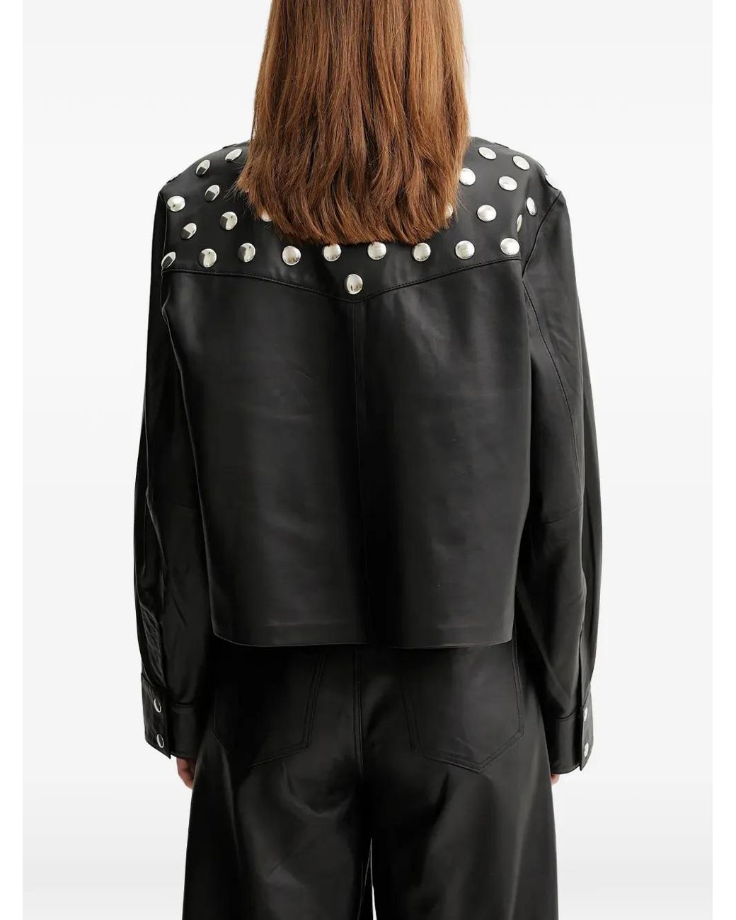 Gestuz Black Studded-Embellished Cropped Jacket