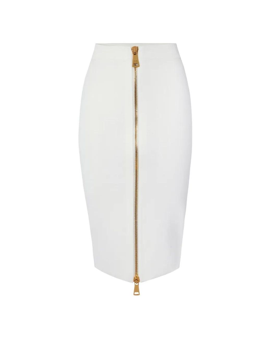 Elisabetta Franchi White Zipped Midi Skirt