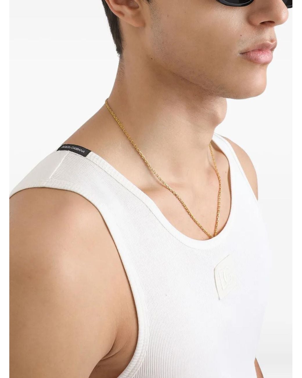 Dolce & Gabbana White Logo-Patch Vest for men