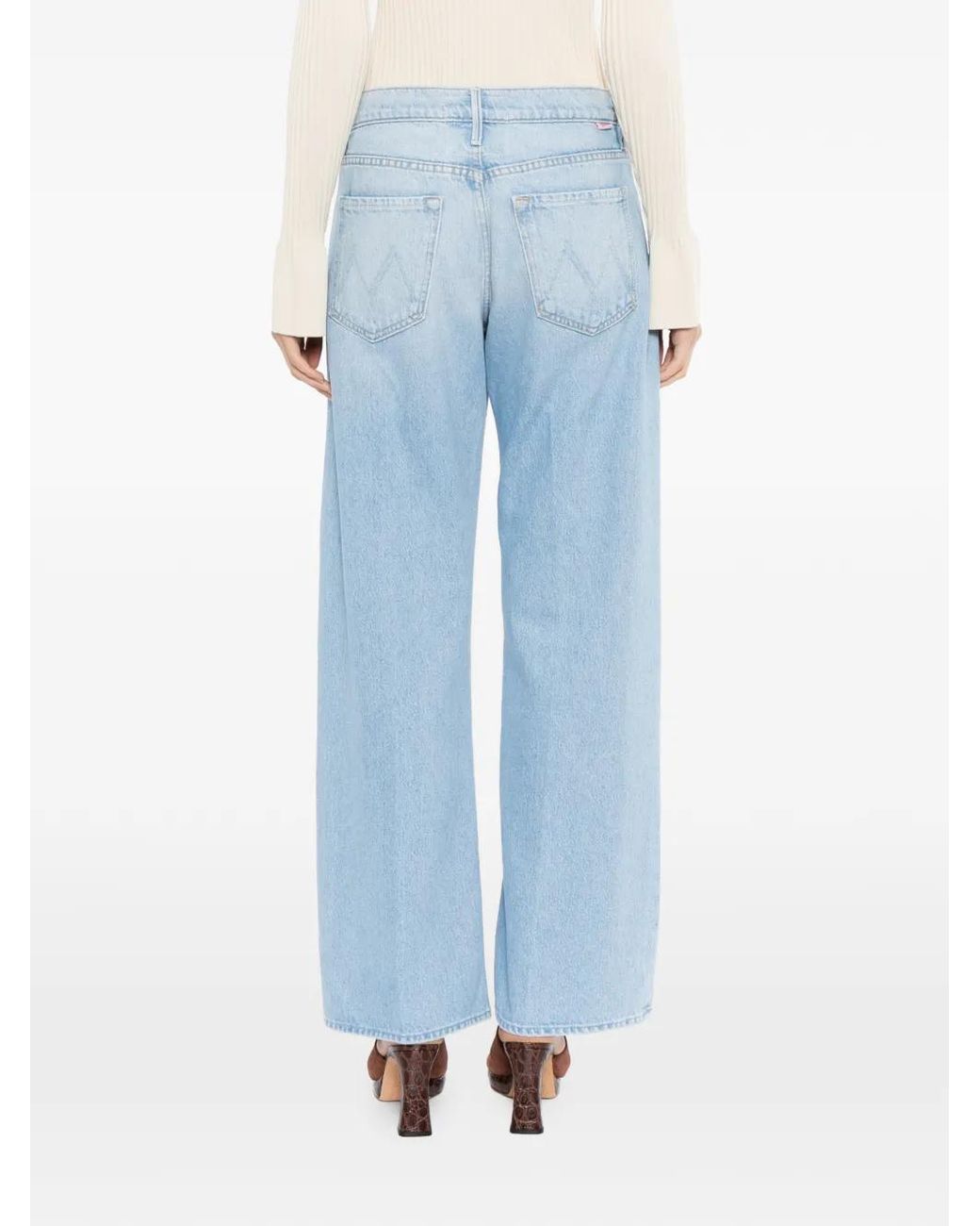 Mother Blue Faded Wide-Leg Jeans