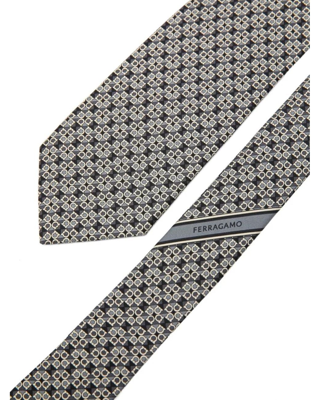 Ferragamo White Patterned Tie for men
