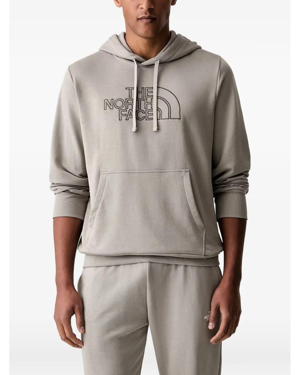 The North Face Gray Drew Peak Light Logo-Embroidered Drawstring Hoodie for men