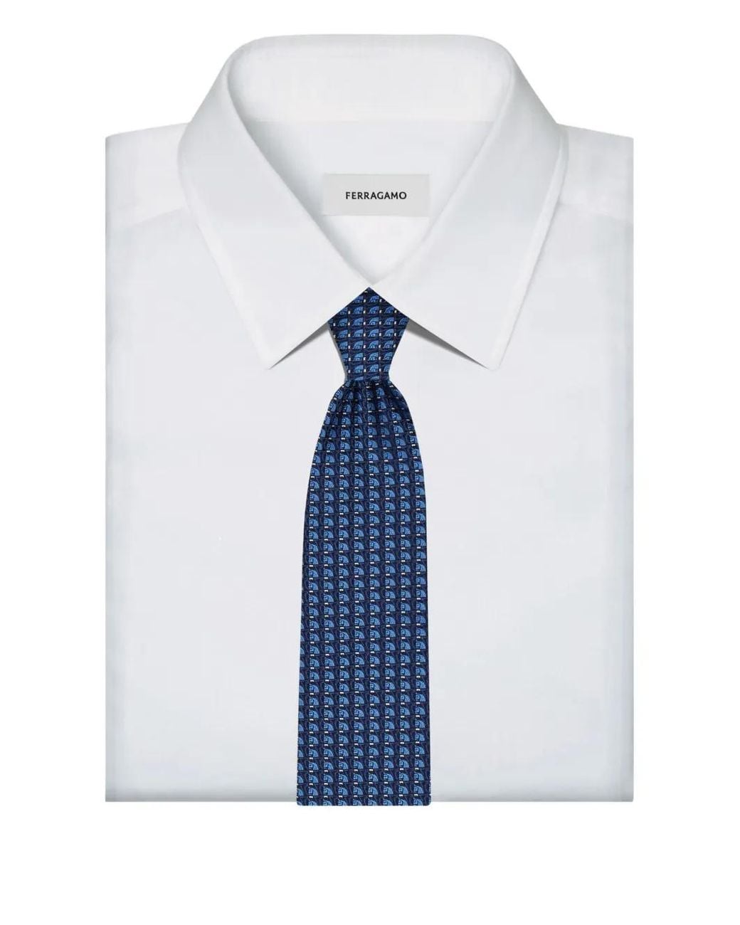 Ferragamo Blue Jacquard Gancini Pegasus Tie for men