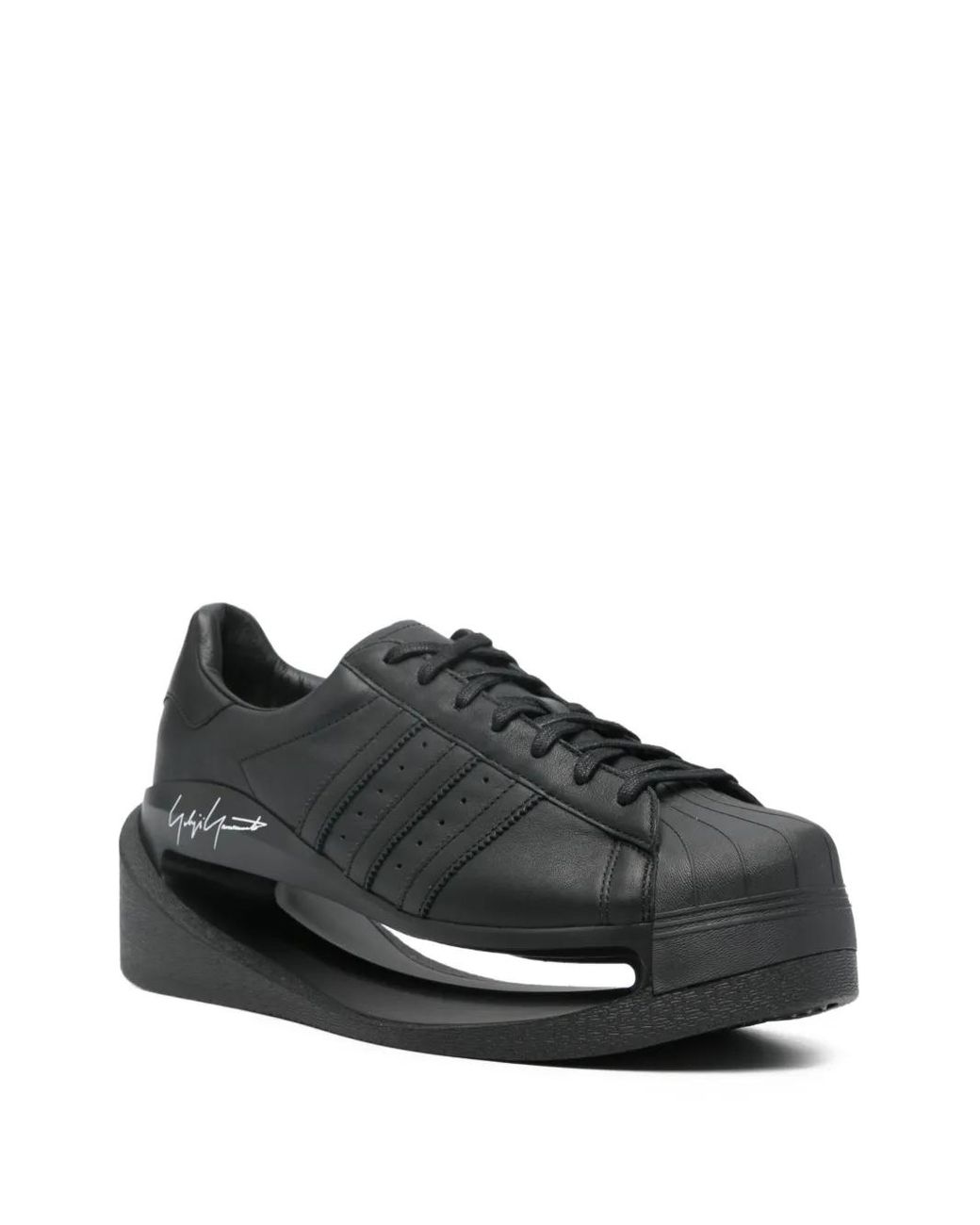 Y-3 Black Platform Leather Trainers