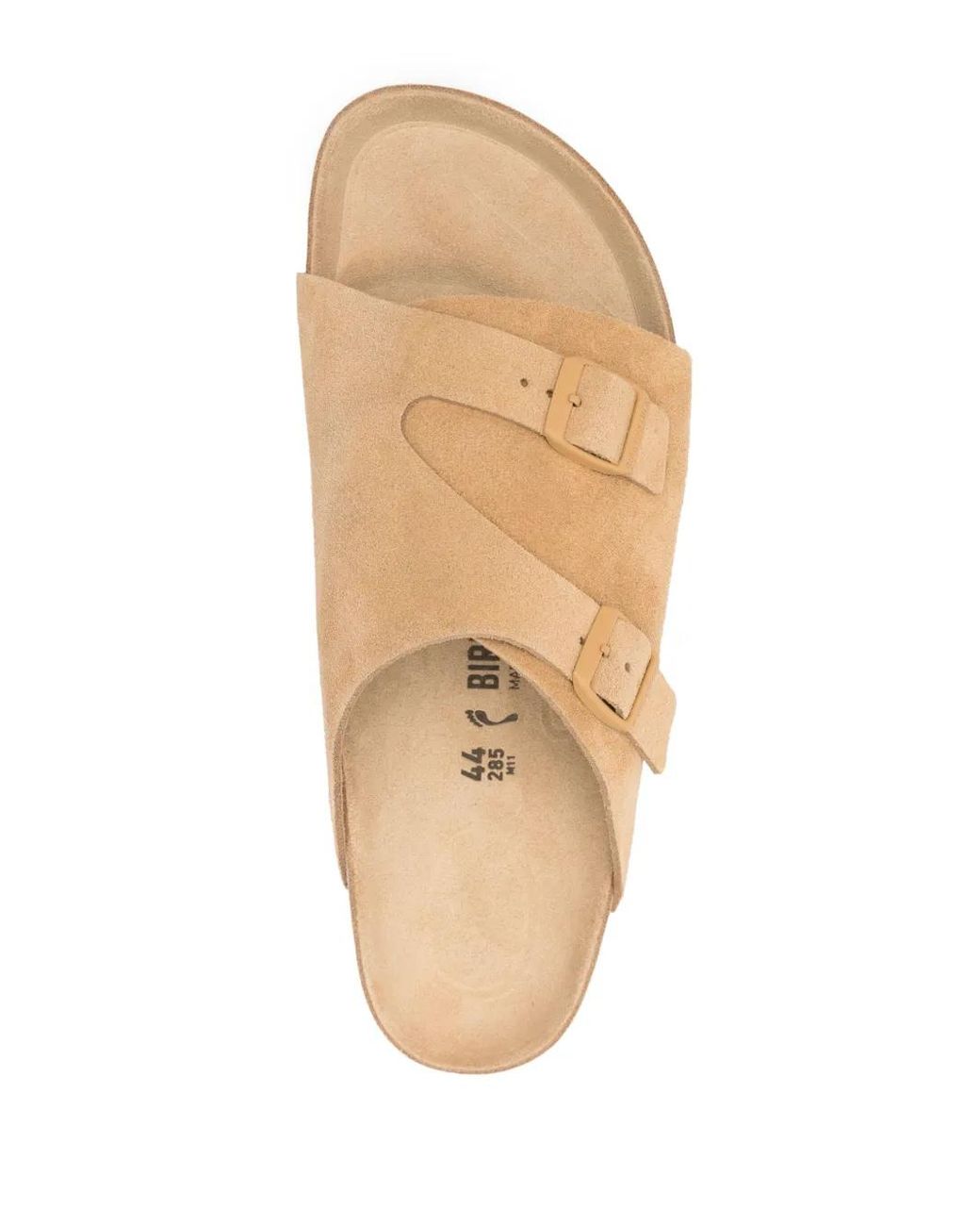 Birkenstock Natural Suede Open-Toe Buckle Slides