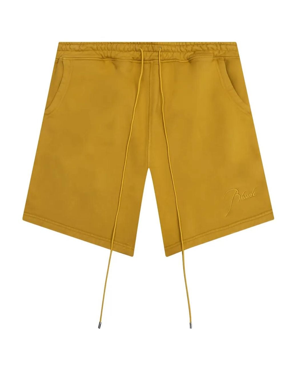 Rhude Yellow Logo-Embroidered Track Shorts for men