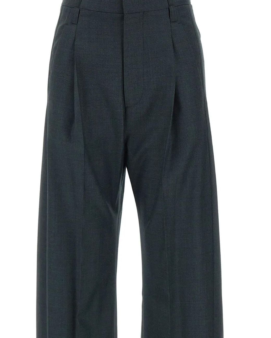 Victoria Beckham Blue Ethel Pleated Virgin-Wool Trousers