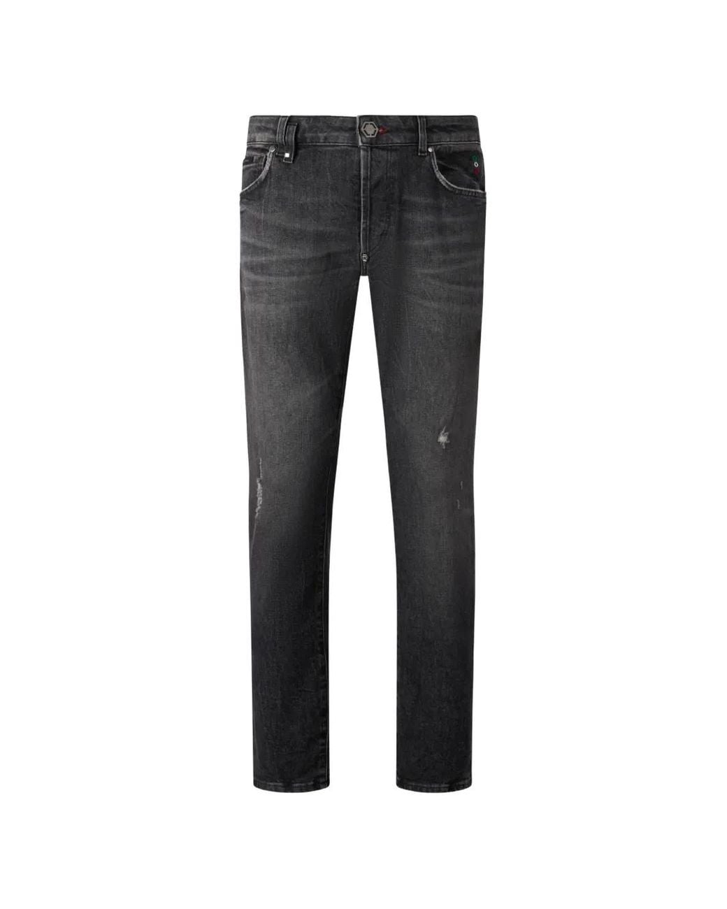Philipp Plein Black Distressed Skinny-Fit Jeans for men