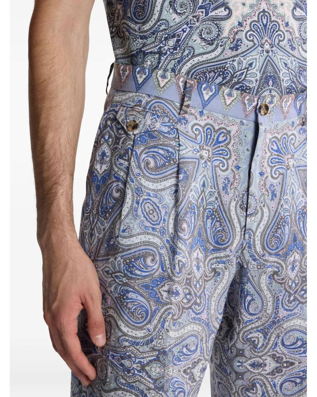 Etro Blue Paisley Print Shorts for men