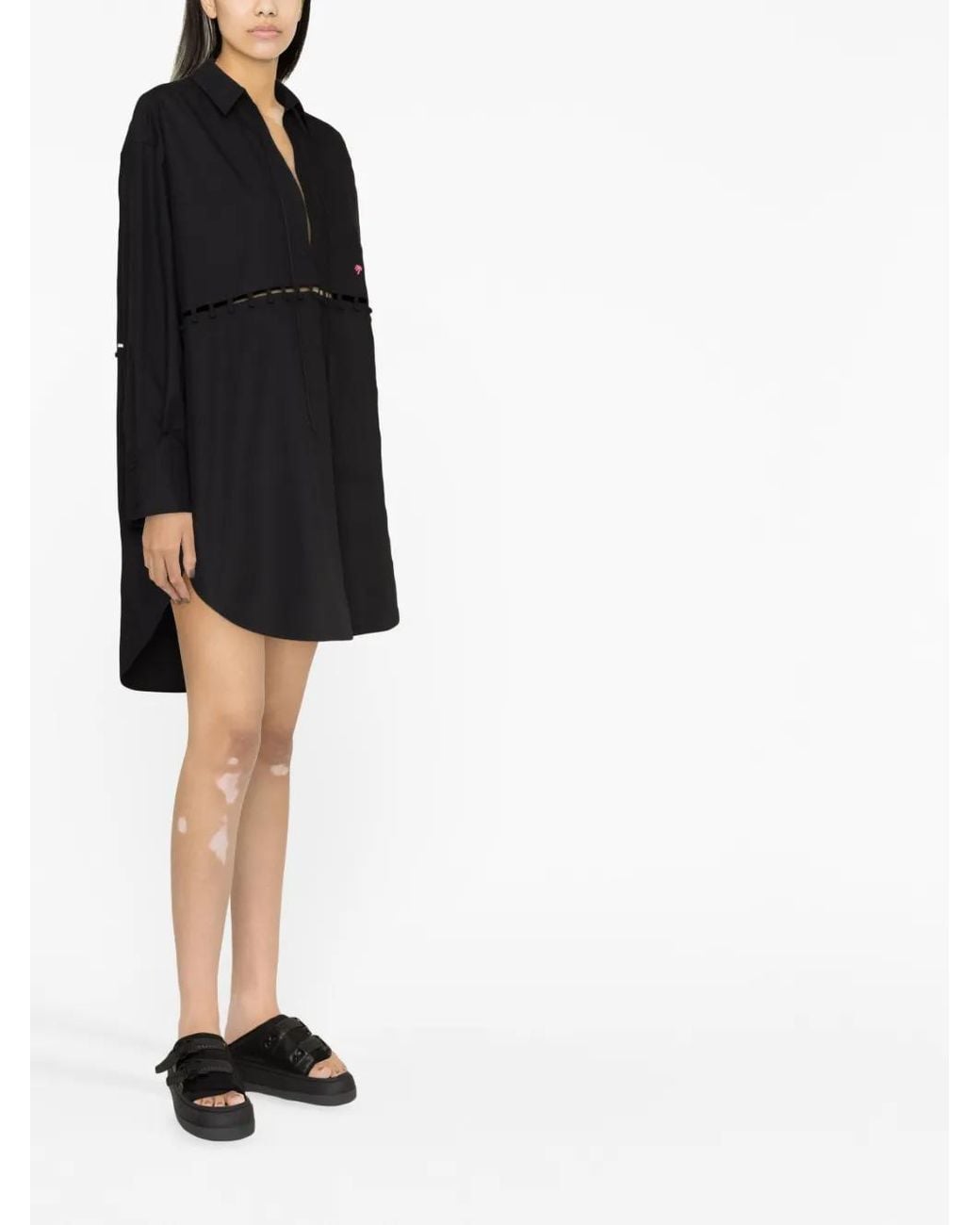 Palm Angels Black Cut-Out Shirt Dress