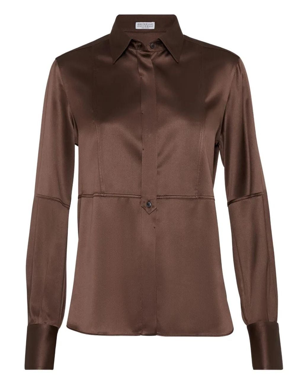 Brunello Cucinelli Brown Silk Shirt