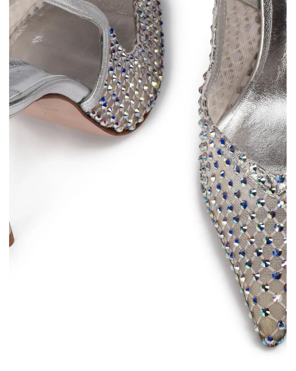 Le Silla White Gilda Rhinestone-Embellishment Slingback Pumps