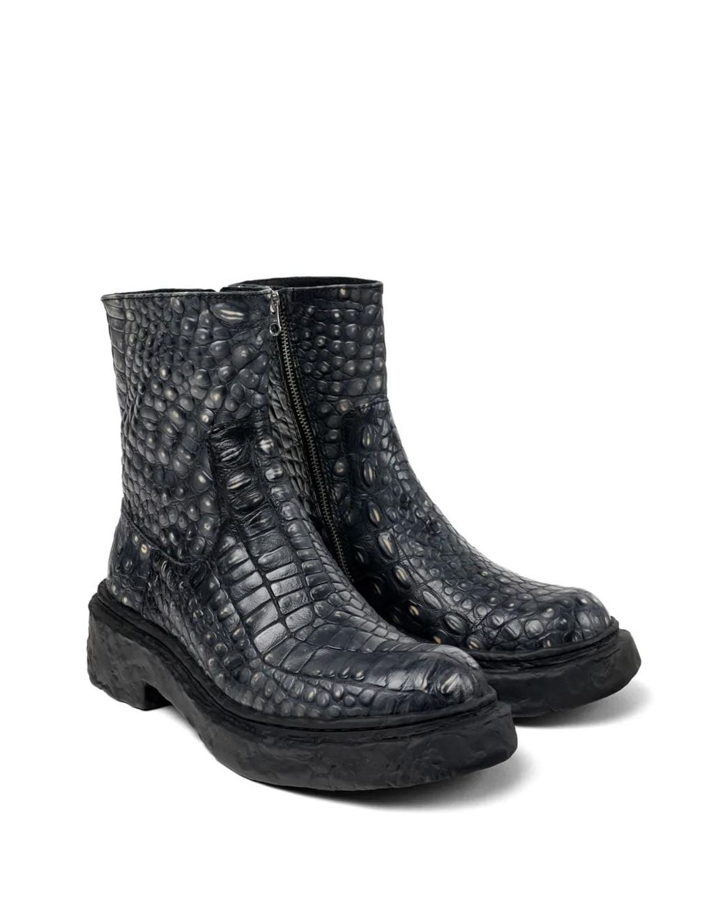 CAMPERLAB Black Vámonos Crocodile-Effect Ankle Boots