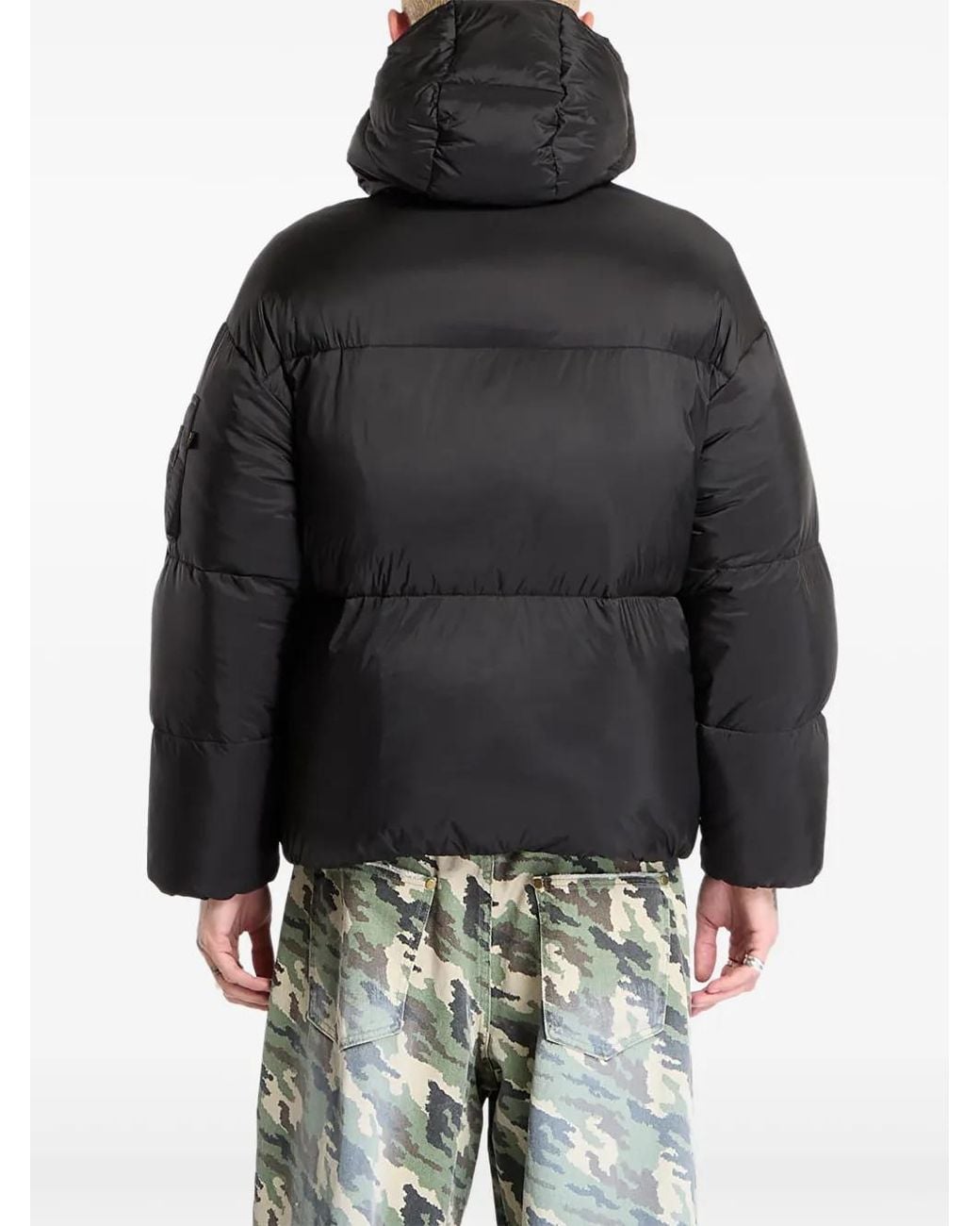 Alpha Industries Black Logo-Patch Padded Jacket for men