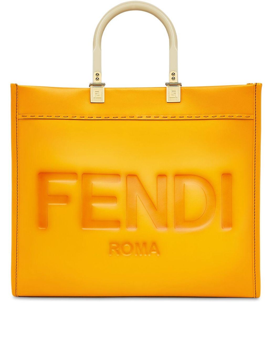 Fendi Medium Sunshine Leather Tote Bag in Orange | Lyst