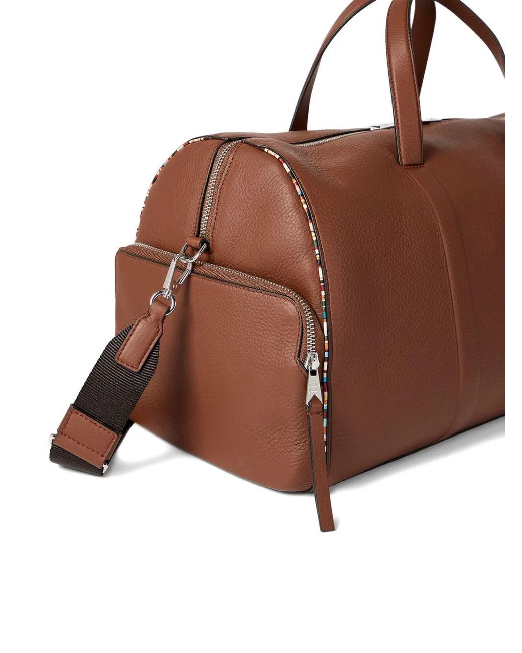 Paul Smith Brown Zip-Detail Leather Holdall for men