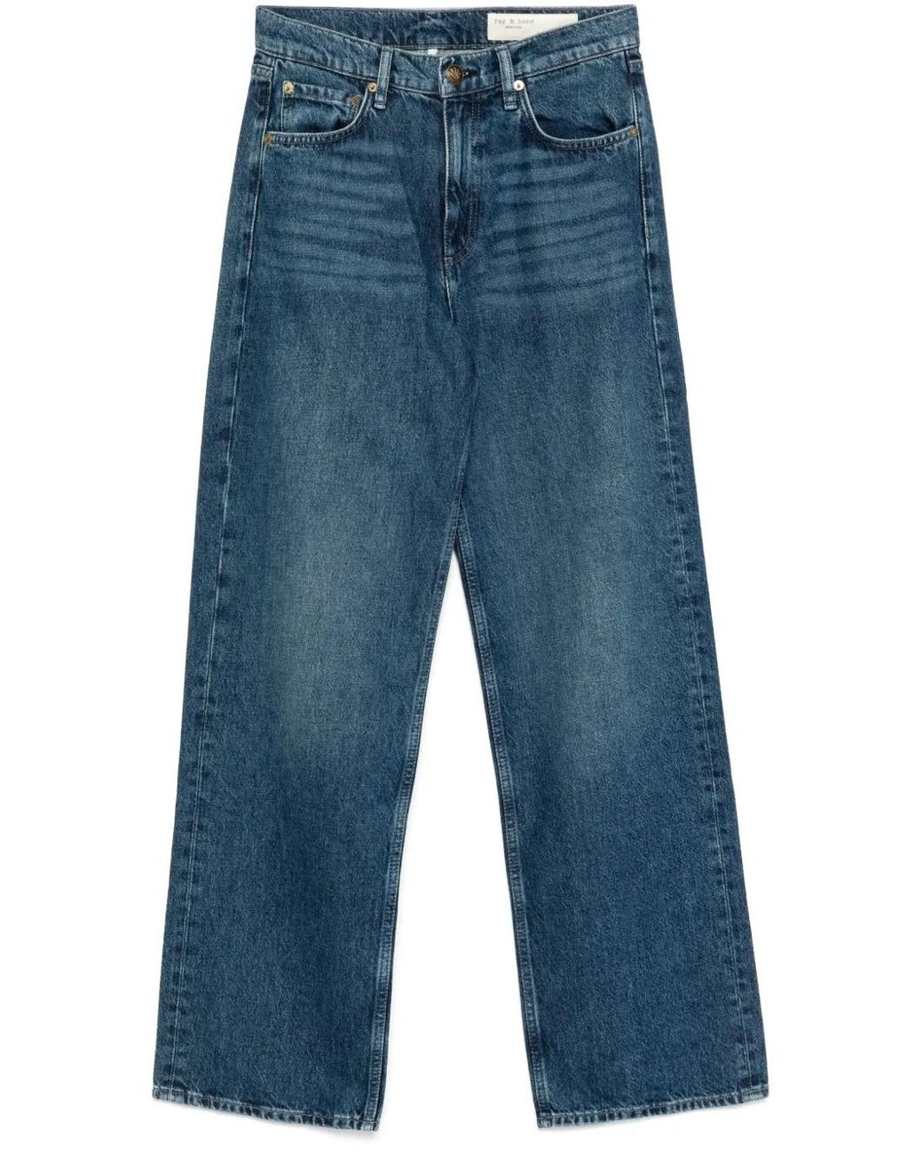 Rag & Bone Blue Shea High-Wise Straight-Leg Jeans