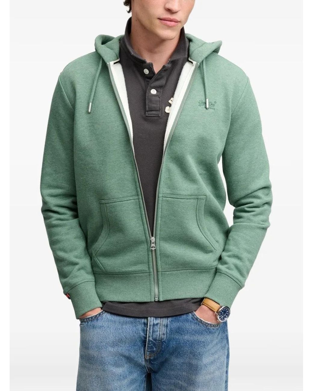 Superdry Green Hoodie Essential Zippé À Logo for men