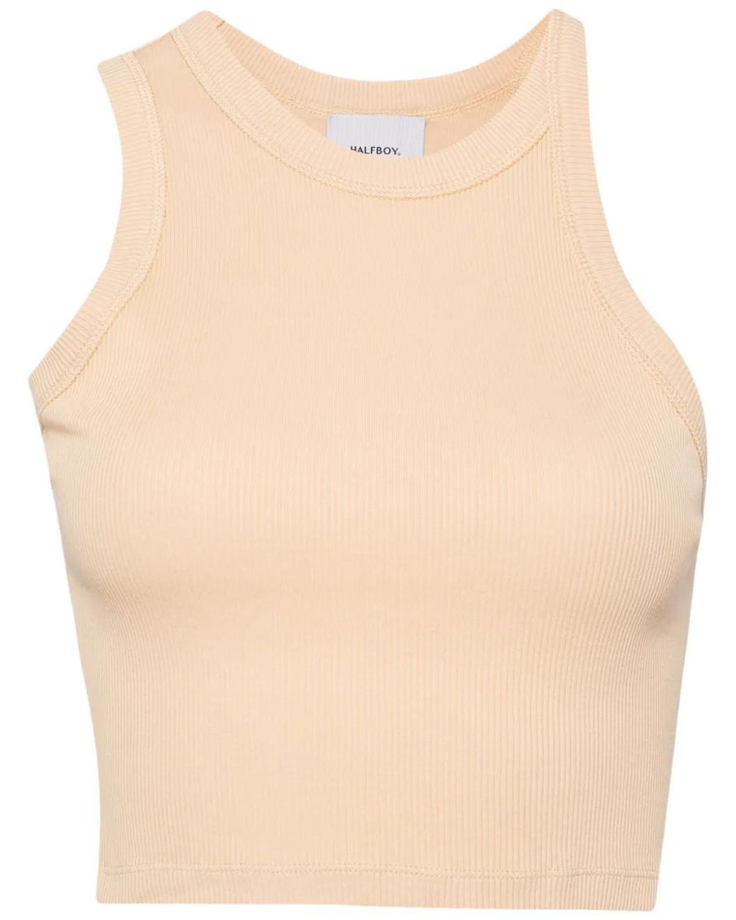 Halfboy Natural Logo-Embroidered Cotton Top