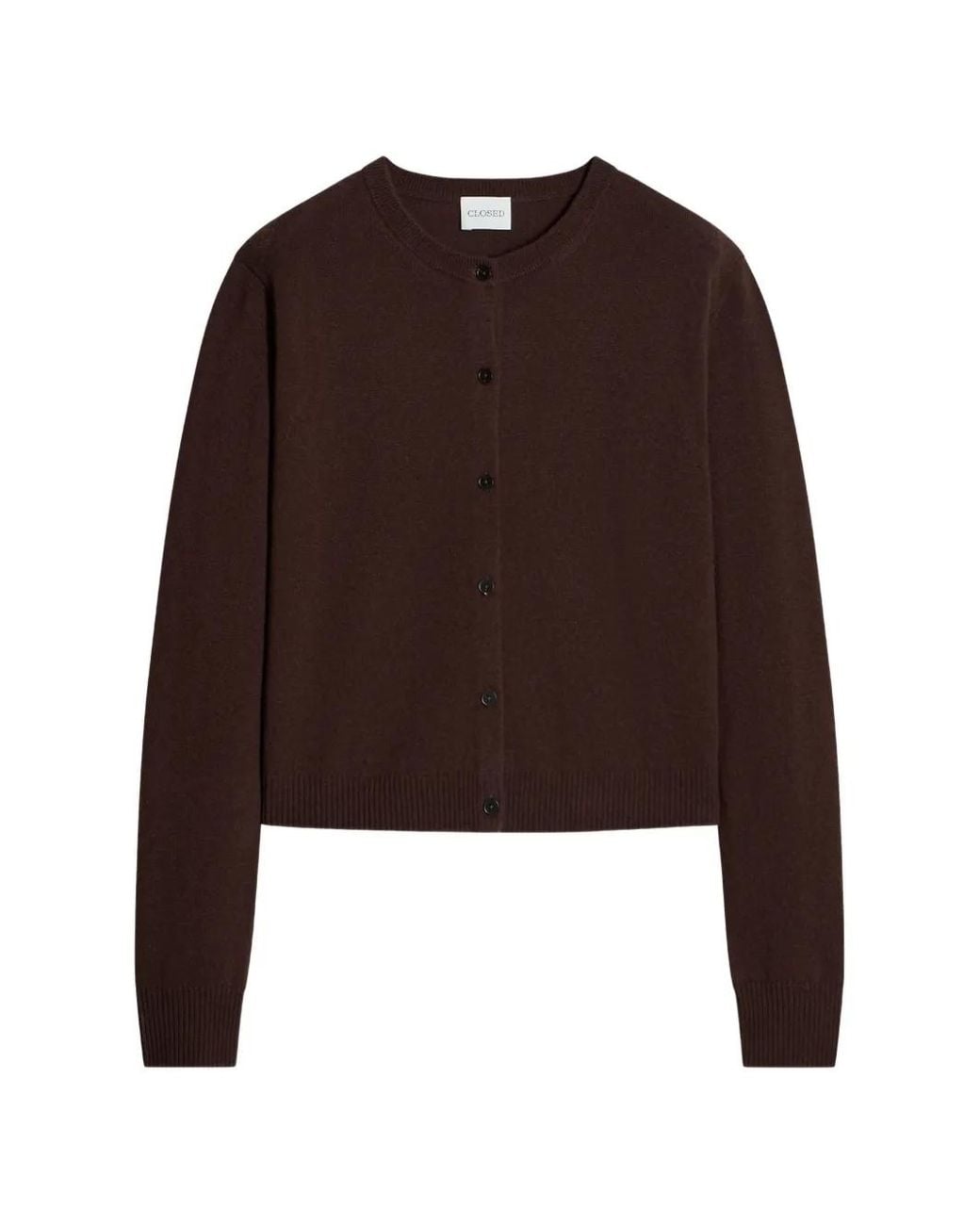 Closed Brown Button-Up Crew-Neck Cardigan