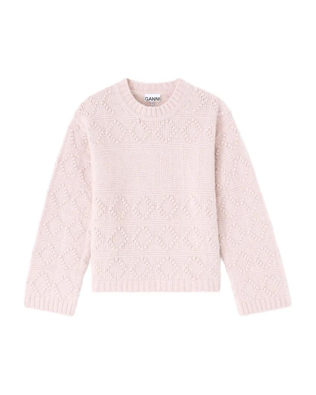 Ganni Pink Textured Sweater