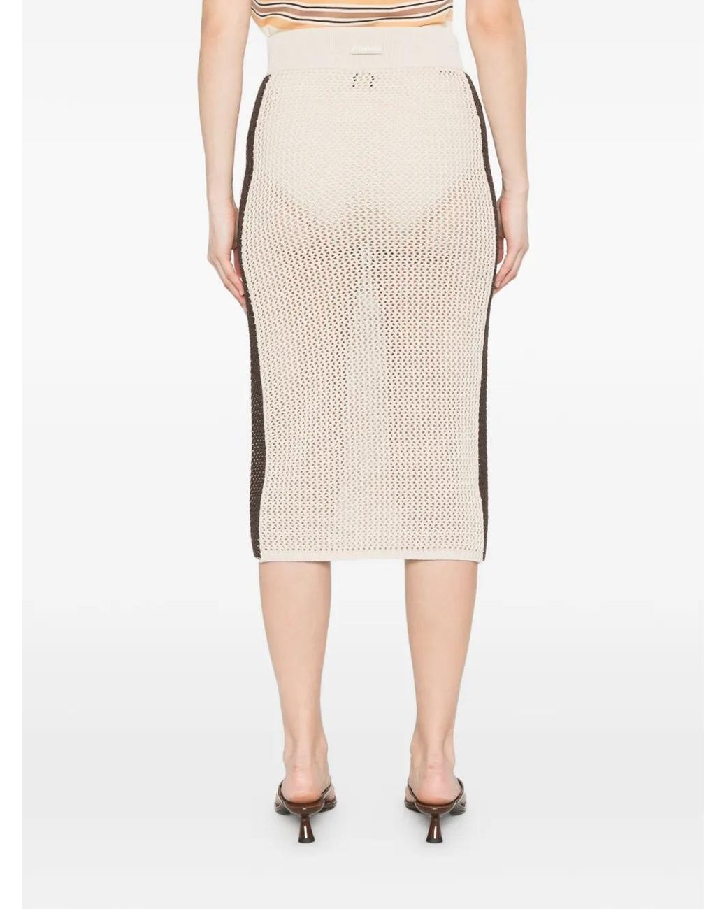 Pinko Natural Knitted Striped Skirt