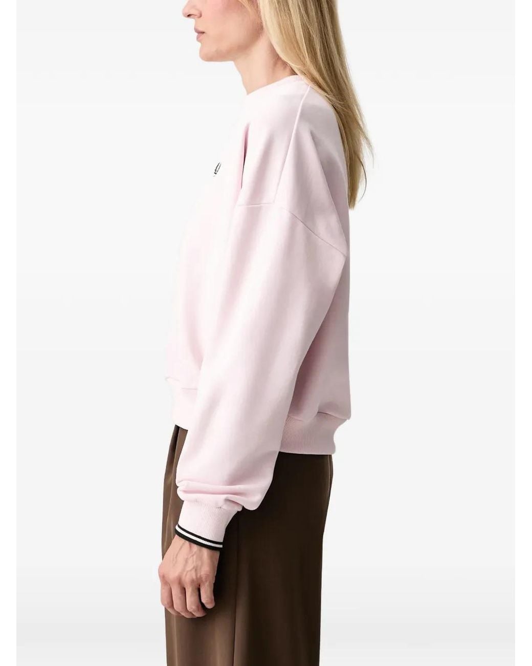 Fred Perry White Logo-Embroidered Tipped-Cuff Sweatshirt
