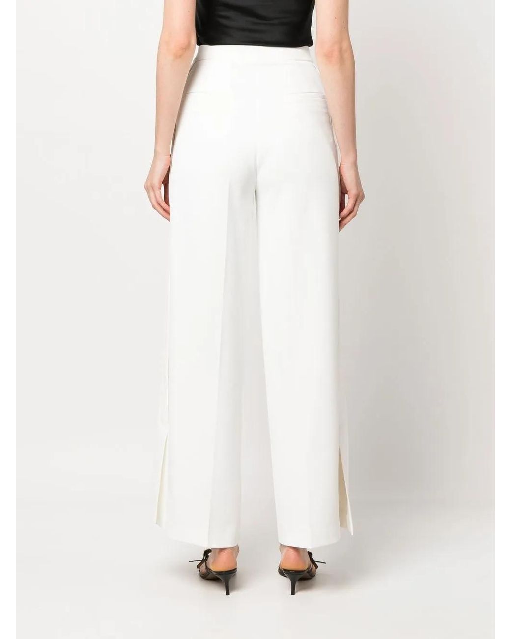 Blanca Vita White Overlapping-Panel Palazzo Pants