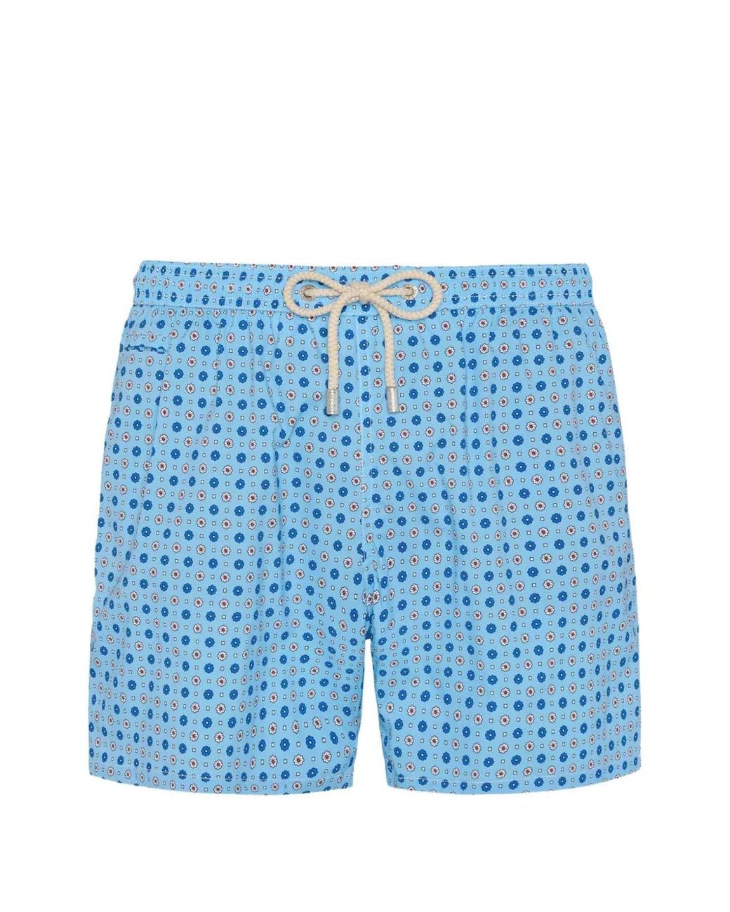 Mc2 Saint Barth Blue Light Lighting Micro Swim Shorts With All-Over Geometric Print for men