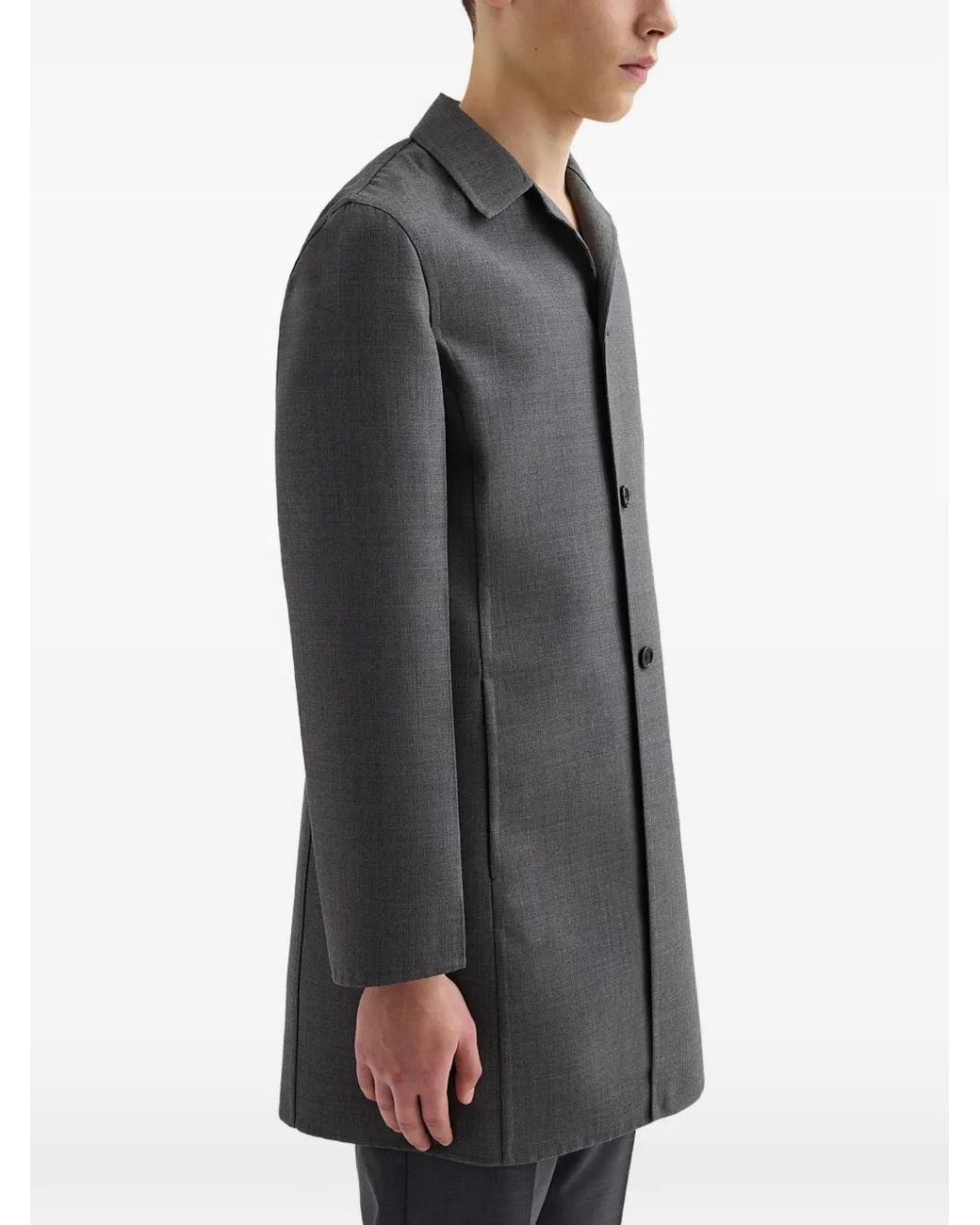 Jil Sander Gray Single-Breasted Coat for men