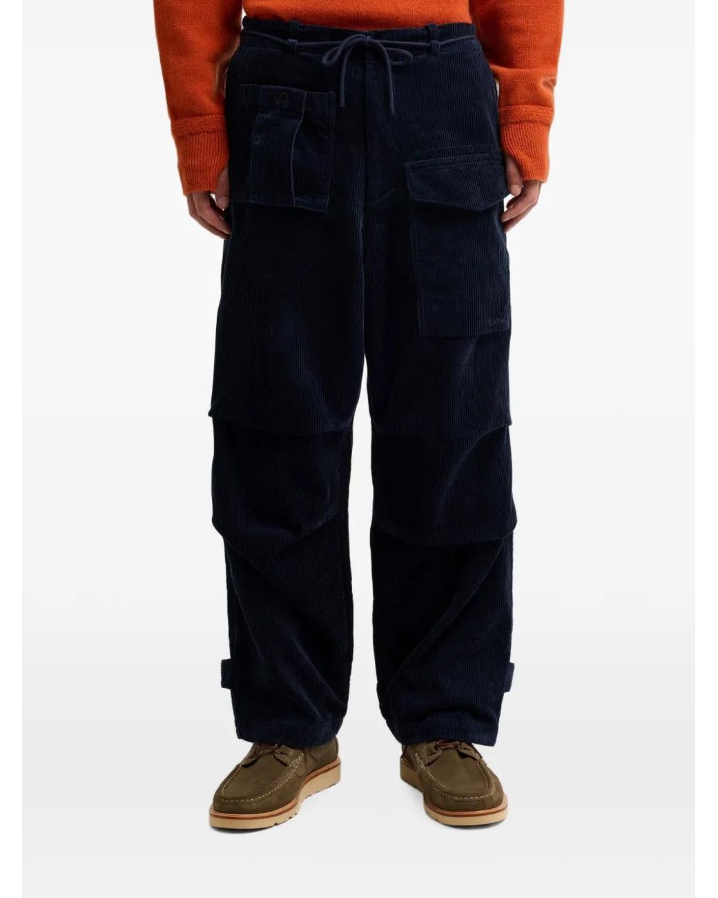 Barbour Black Corduroy Cargo Pants for men