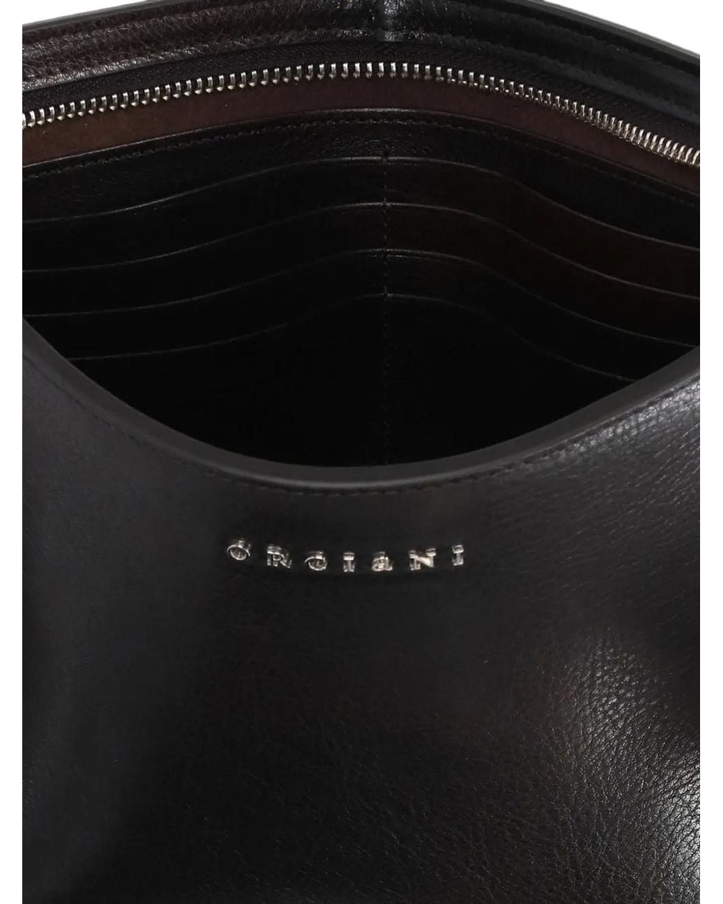 Orciani Black Small Lagoon Logo-Plaque Leather Clutch Bag for men