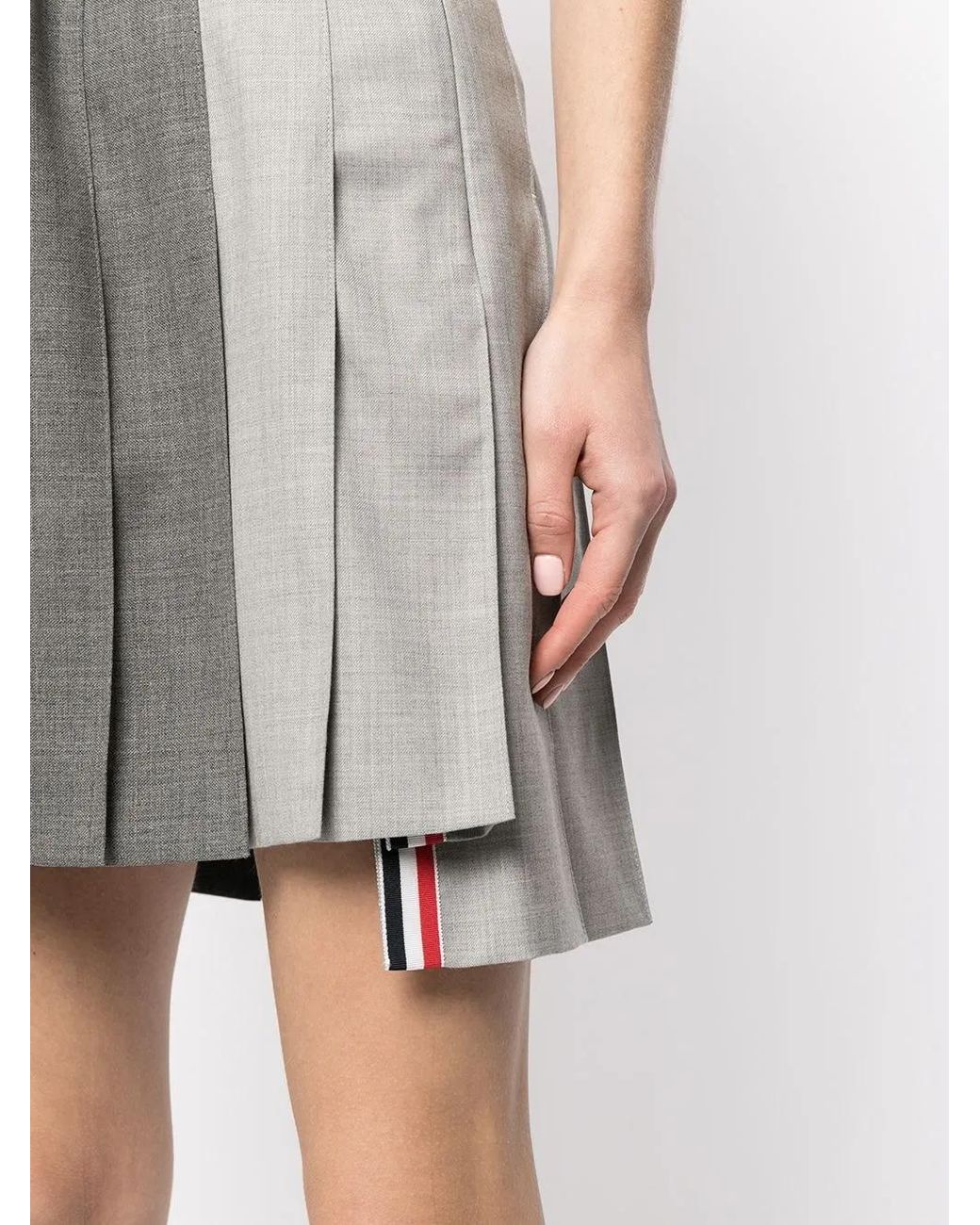 Thom Browne Gray Pleated Mini Skirt