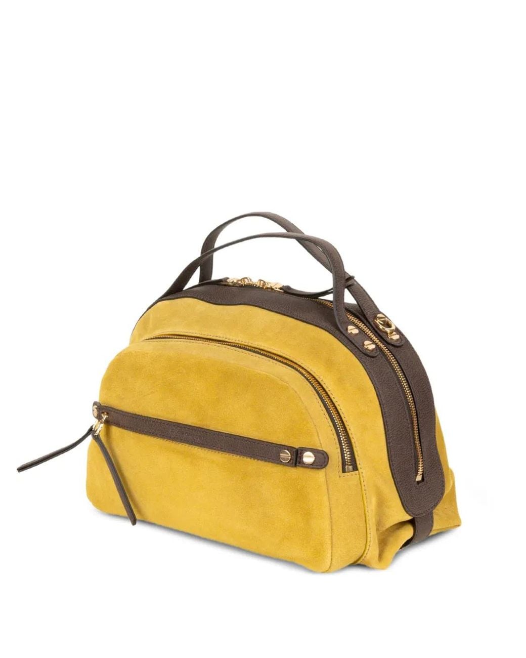 Borbonese Yellow Suede Leather-Trim Tote Bag