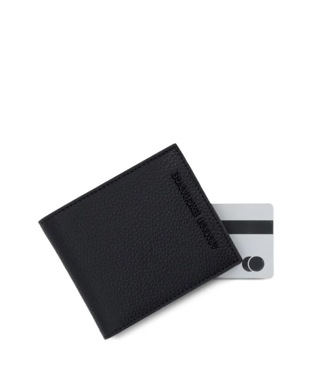 ARMANI EXCHANGE Black Logo-Embossed Pebbled-Leather Wallet for men