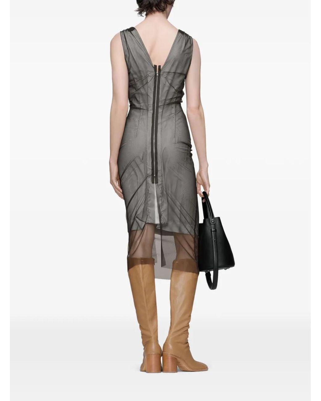 Maison Margiela Gray Semi-Transparentes Midikleid
