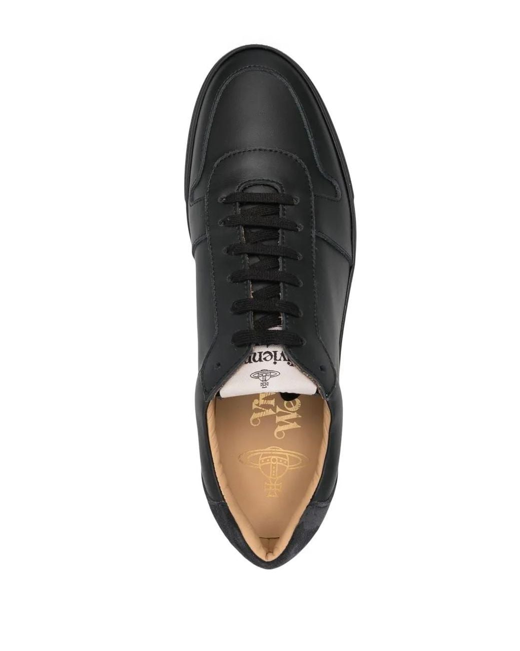 Vivienne Westwood Black Logo-Print Calf Leather Sneakers for men