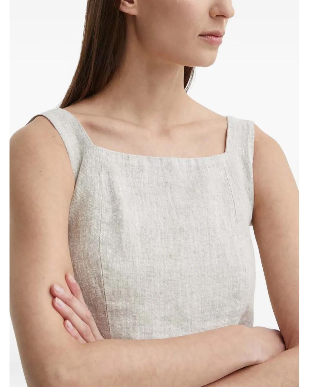 Alohas White Button-Fastening Square-Neck Top