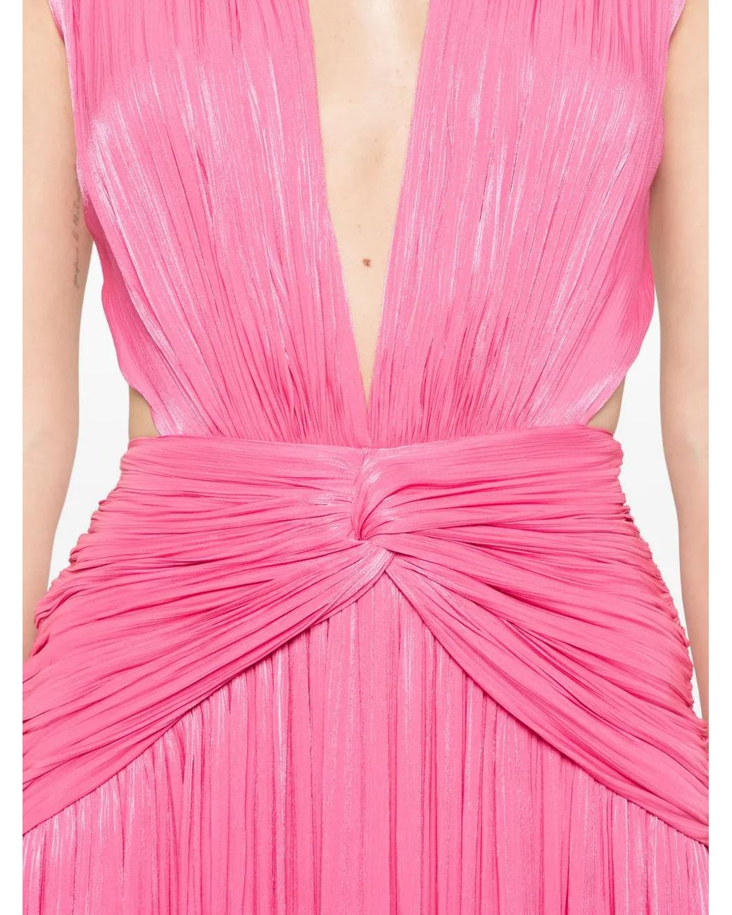Costarellos Pink Silla Cutout-Detail V-Neck Maxi Dress