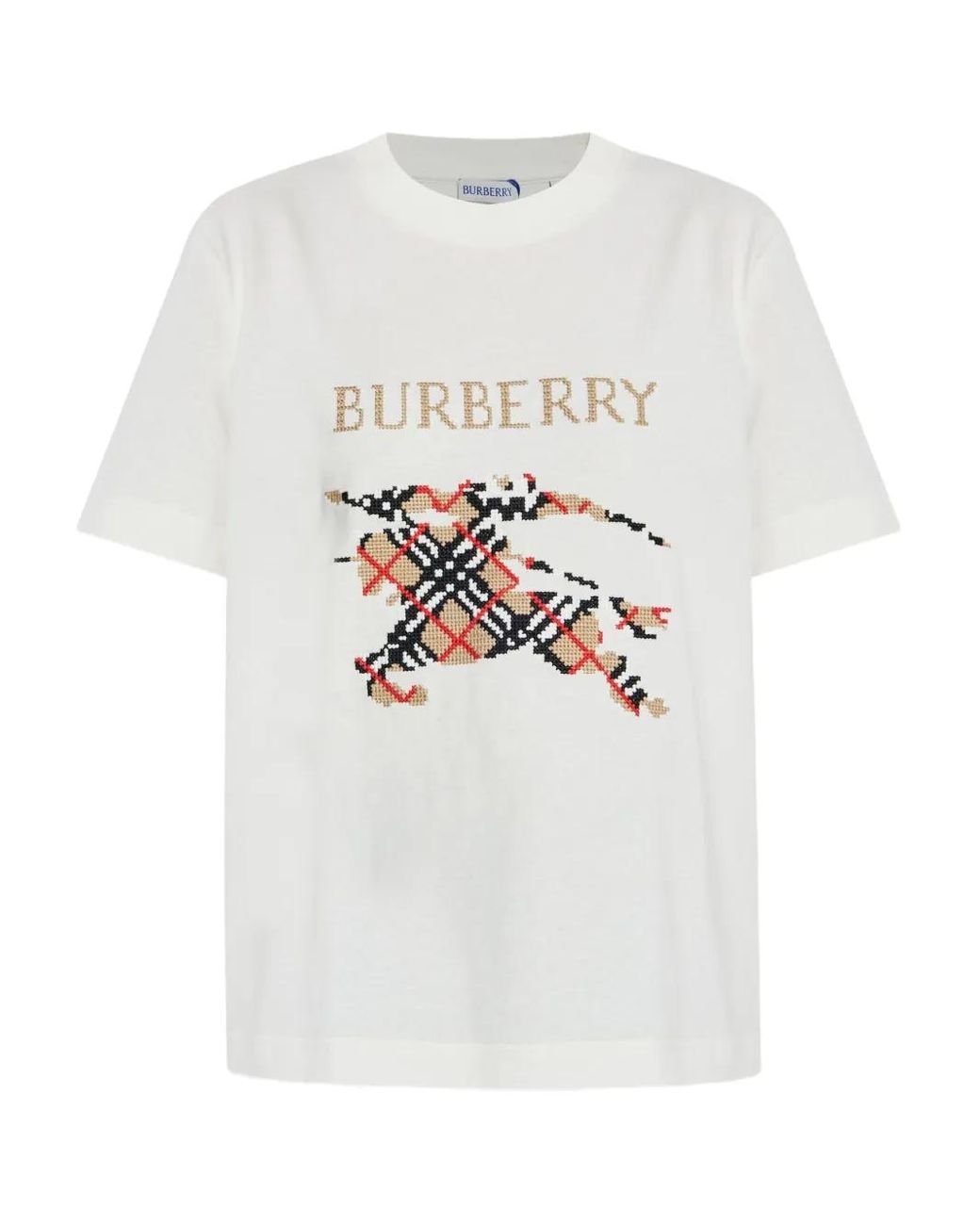 Burberry Check-Motif Graphic T-Shirt in White | Lyst