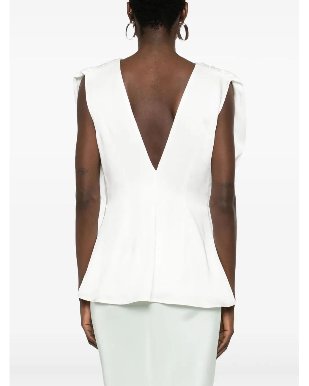 Jil Sander White Top Fruncido Top