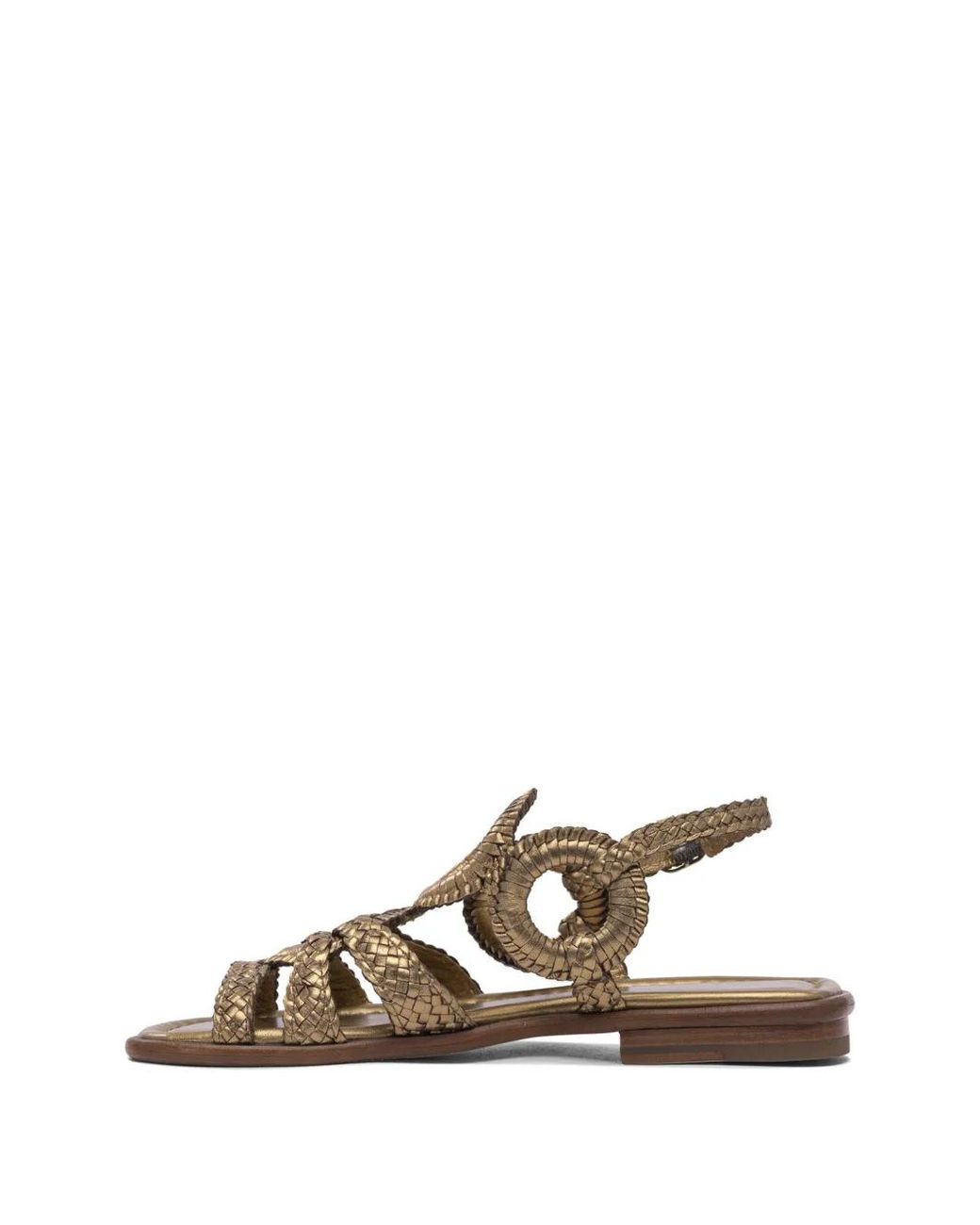Pons Quintana Metallic Tina Woven Ring-Detail Sandals