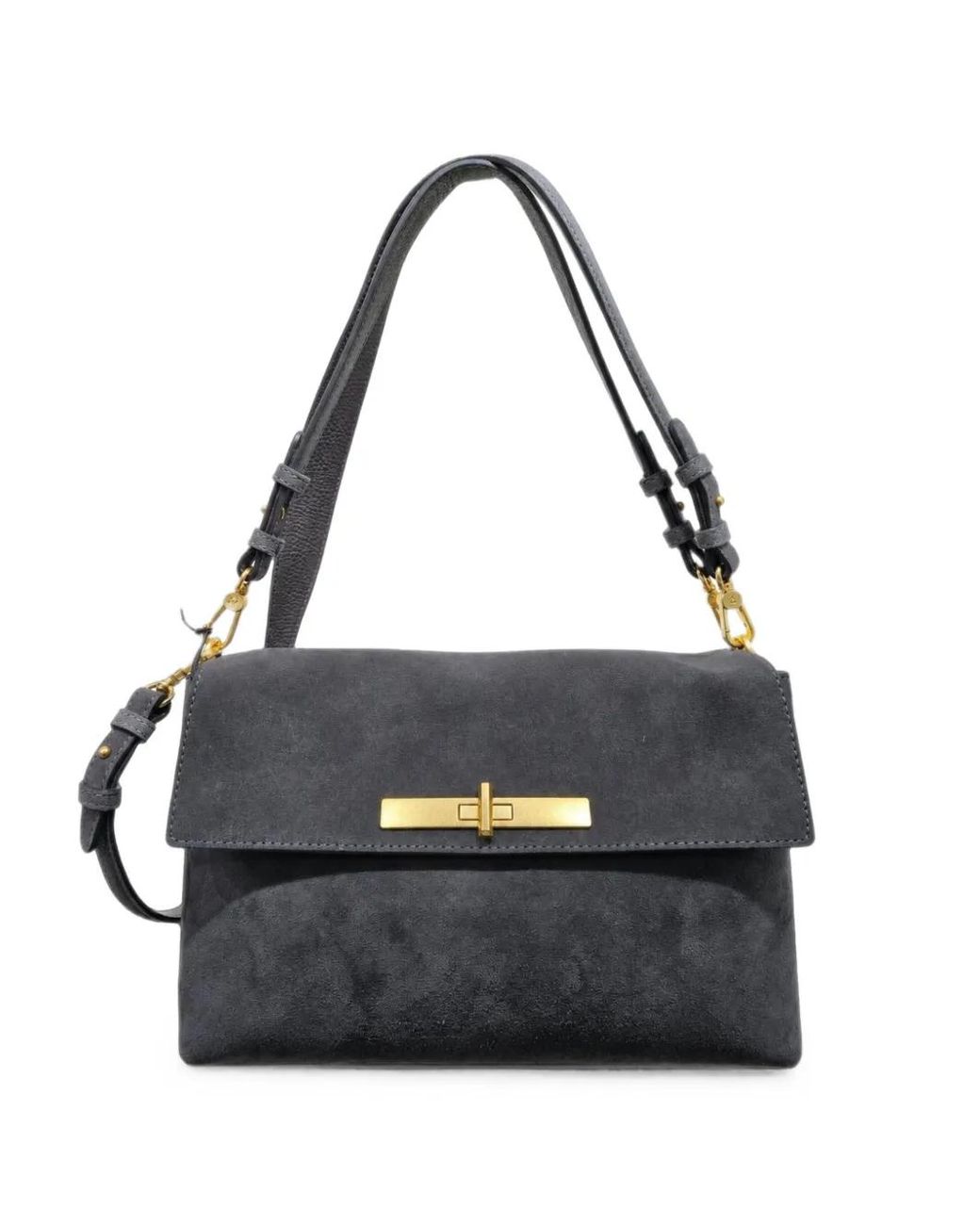Poche Paris Black Torba Suede Twist-Lock Shoulder Bag