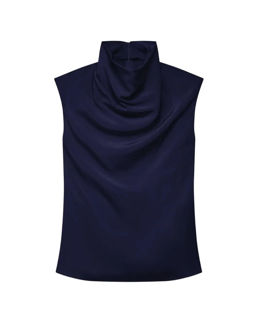 Another Tomorrow Blue Cowl-Neck Draped Top