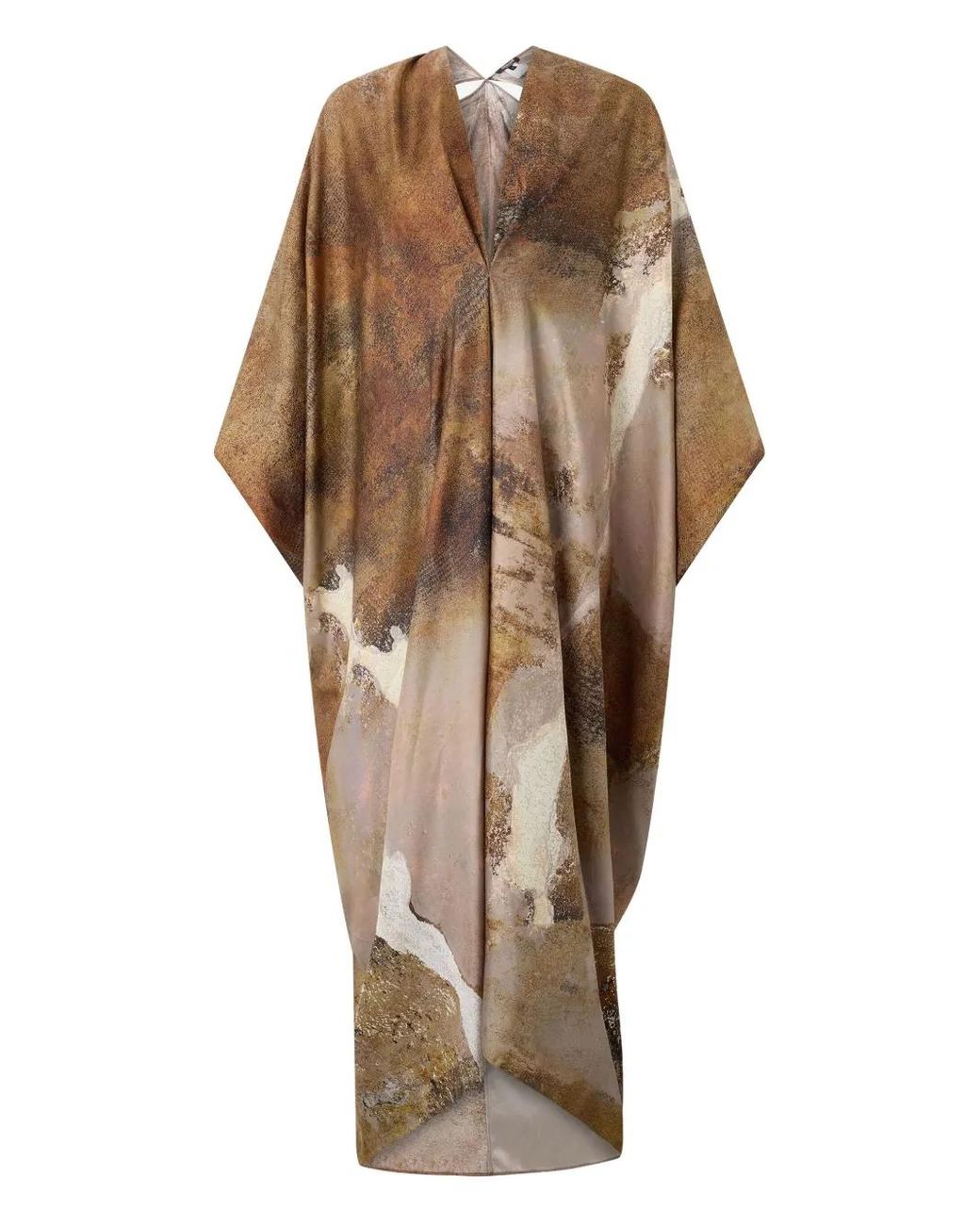 Roberto Cavalli Natural Marble-Print Silk Kaftan