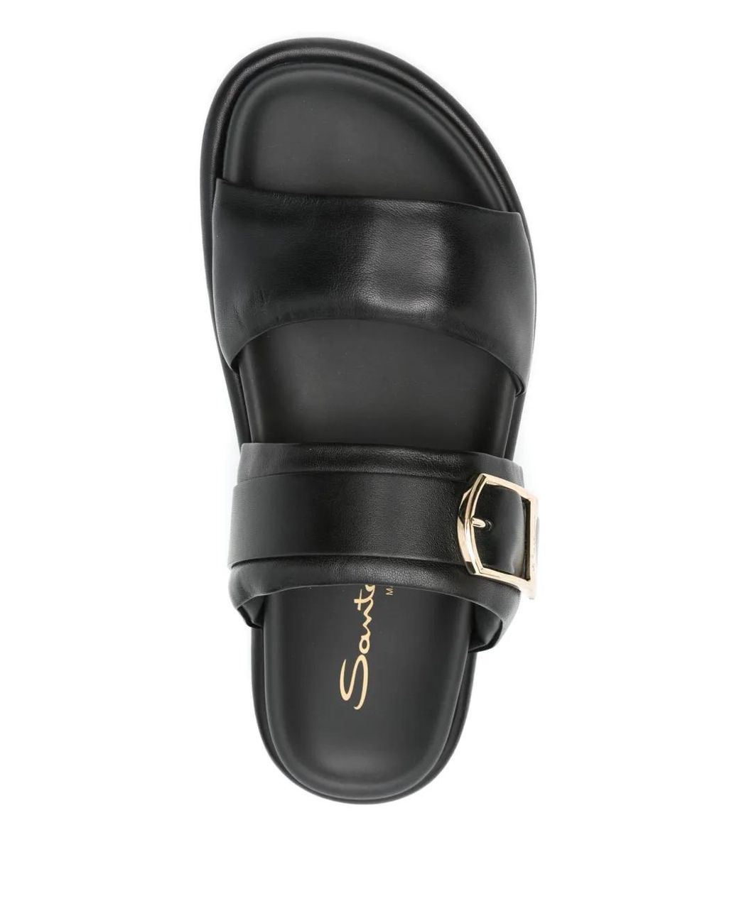 Santoni Black Leather Sandals